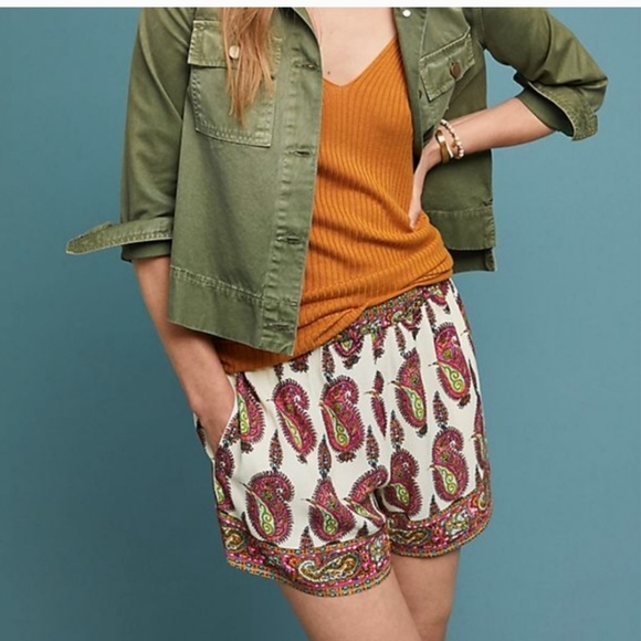 Anthropologie Ett:twa Scarf Printed paisley shorts